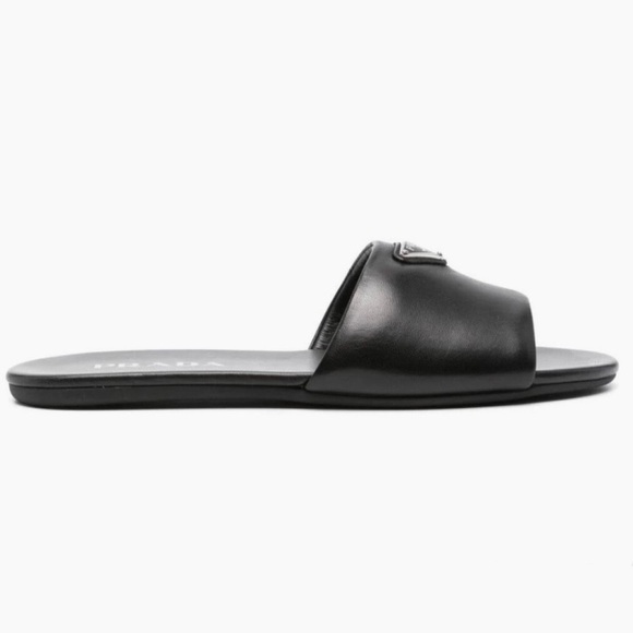 PRADA logo leather slides sandals - Picture 1 of 4